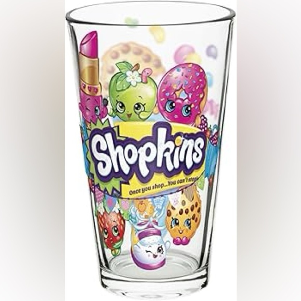 🔥🔥2016 Zak Designs Shopkins Pint Glass Tumblers 16 oz. capacity